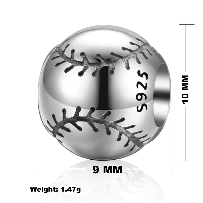 SOUKISS Love Ball Sports Charms 925 Sterling Silver Baseball Volleyball Beads Fits Pandora European Bracelet (Baseball) - Image 2